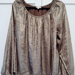 LOFT Shimmering Metallic Gold Blouse